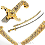 27444 Златоуст Оружие сувенирное Сабля Восточная дамаск, камни, в П/У DLM-