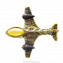 Брошь из латуни с янтарной вставкой "Самолет", фотография 1. Интернет-магазин ЛАВКА ПОДАРКОВ
