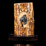 202843 ЭКРАН МАМОНТ, бивень мамонта, дер вязь, благород металл 7*9 см