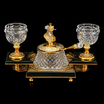 0069280 Златоуст ИКОРНИЦА с двумя рюмками позолота, в П/У