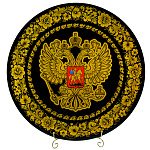 Панно с росписью "Герб РФ". Хохлома 50х50 см
