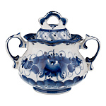 Сахарница фарфоровая с росписью "Утро". Гжель