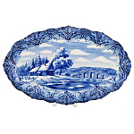 Тарелка декоративная с росписью "Зима в деревне". Гжель