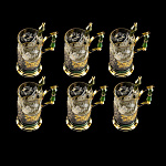 0033324/ФР/блюдо  Златоуст Чайный набор 6персон:Подстаканники+ложки (нефрит) с блюдом в ПУ