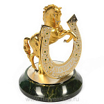 0016161/Яшма Златоуст ПОДКОВА на подставке "На счастье"литье , позолота, Яшма,в П/У