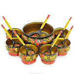 0021719 Хохлома Набор для варенья, медовница 14пр. (в/кат) 64190000014