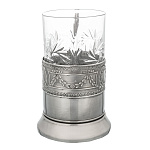 100555 Подстаканник никелированный с черн. РУССКИЙ