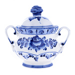 006414 Гжель Сахарница "ЛЕТНЯЯ ФАНТАЗИЯ"