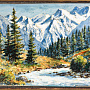 Панно керамическое с росписью "Алтай. Горы" 43х35 см, фотография 1. Интернет-магазин ЛАВКА ПОДАРКОВ