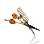 0045272/1569.4 Брошь Набор парикмахера (коньячный)