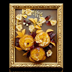 0066341-НП Янтарь, Цветочная композиция в раме , настольная 20*25см на стекле