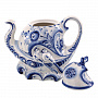 Чайник "Корабль". Гжель, фотография 5. Интернет-магазин ЛАВКА ПОДАРКОВ