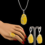 720029/3,52г сред.вес Серебро 925* КОЛЬЦО р-р 17,5 вст.Янтарь  