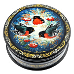 0048195/5*5см Шкатулка лаковая миниатюра Холуй"Снегири"137,1