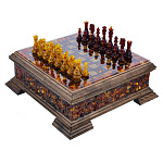202650/35*35*12см Янтарь Шахматный ЛАРЕЦ с фигурами 35*35*12см