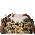 0013864 Резьба по дереву ПАННО настенное "Охотники" 105*65см