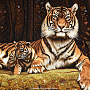 Картина янтарная "Тигрица с тигренком" 60х40 см, фотография 2. Интернет-магазин ЛАВКА ПОДАРКОВ