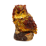 0063611 Сувенир из янтаря "Сова на пне"  9**8*14,5см