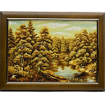 0036726-30*40см/ЛО Картина янтарная "ПЕЙЗАЖ. У РЕКИ"