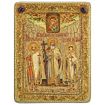 200445/15*20см Икона подар "Св.благов. КнязьВладимир и сыновья Бориси Глеб "мор.дуб  в ПУRTI-283-3.m