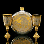 0080663 Златоуст НАБОР ПИТЕЙНЫЙ "На двоих" (фляга + 2 кадарки) в П/У