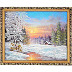 0052492/1400/40*50см  Нат.камень Картина"Ночь в тундре" Багет  №5 49186