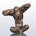 0028629 Бронза Скульптура "Обезьяна №1: "Ничего не слышу"" патиниров. 