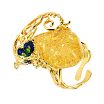 0068242/9,22г Серебро 925* КОЛЬЦО  вст.Янтарь/позолота