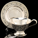 17011 Серебро 875* ЧАЙНАЯ ПАРА гравировка, чернение серебра в П/У