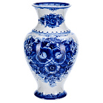 0069757 Гжель ВАЗА "ЛЕТО",роза h =24 см, кобальт 