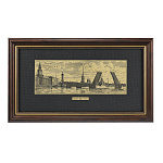 /21*40см Офорт черно-белый Панорама СПБ вид с Невы разводной мост