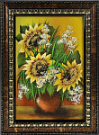24880/1337-гипс Нат.камень КАРТИНА "Подсолнухи" 20*30см багет-гипс (1337)