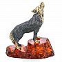 Статуэтка с янтарем "Волк, воющий на луну", фотография 2. Интернет-магазин ЛАВКА ПОДАРКОВ