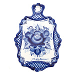  Гжель Сырная доска ФИГУРНАЯ в коб СТС