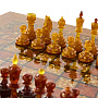 Шахматный стол с янтарными фигурами 80х80 см, фотография 2. Интернет-магазин ЛАВКА ПОДАРКОВ