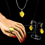 0025529 Серебро 925 КОМПЛЕКТ серьги 8,45; кольцо 5,95, подвеска 3,72