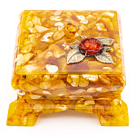 0059629-НП/роза Изделия из янтаря ШКАТУЛКА "КВАДРАТНАЯ"  12*12*8см