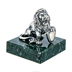 Статуэтка на подставке из змеевика "Лев". Серебро 925*