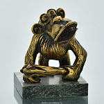 0030065 Бронза Статуэтка Сувенир "Обезьяна первобытная" 4*6см