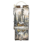   Береста ПАННО на досках "ОТРАЖЕНИЕ" 30*70см  Авт.работа 