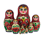 00151556/10м 17см/53-7 МАТРЕШКА СЕМЕНОВСКАЯ "Россиянка" красный платок 17см