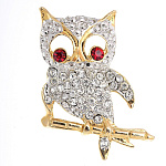-0812 Традиции ФАБЕРЖЕ  Брошь "СОВА СО СТРАЗАМИ"