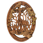 0068669  Панно прорезное   "Олени"  39*28см  нат дерево