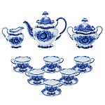 201768 Гжель Сервиз чайный"Семейный"на 6 перс.чашки будничн в коб 15 предм. Авт Алехин С.С.