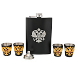 Набор с флягой и стопками "Герб РФ"