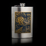 /медведь Златоуст ФЛЯЖКА В КОЖАНОМ ЧЕХЛЕ "МЕДВЕДЬ 00584/02569