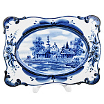 Тарелка декоративная с росписью "Лето в деревне". Гжель