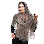 0059519 Пуховый платок ручной вязки оригинальный 70*170см ПАЛАНТИН серый с вышивкой