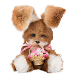  Нат.мех  Сувенир Игрушка 25см "ЗАЯЦ РЫЖИЙ с бантом" (мех норка) 