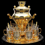 -Б Златоуст БЛЮДО/ПОДНОС (под самовар) Фианиты в П/У 